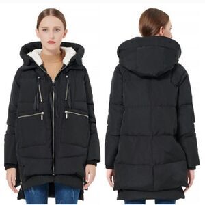 Orolay Thickened Down 6 Pocket Puffer Coat in Black Size 2X